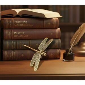 Vintage Gold Dragonfly Metal Insect Figurine Retro‎ Brass Bug Dragonfly Art 3''